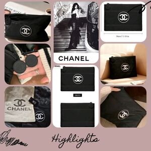Chanel Black Nylon CC Logo Pouch